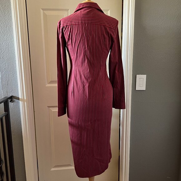 FAITHFULL THE BRAND En Vau Shirtdress 4/S in Wine Stripe - Picture 8 of 11
